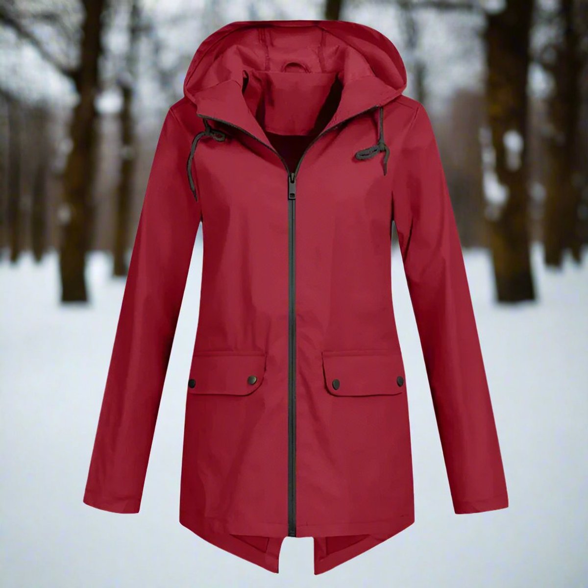 Women's Rainproof Long Jacket for Wet Commutes