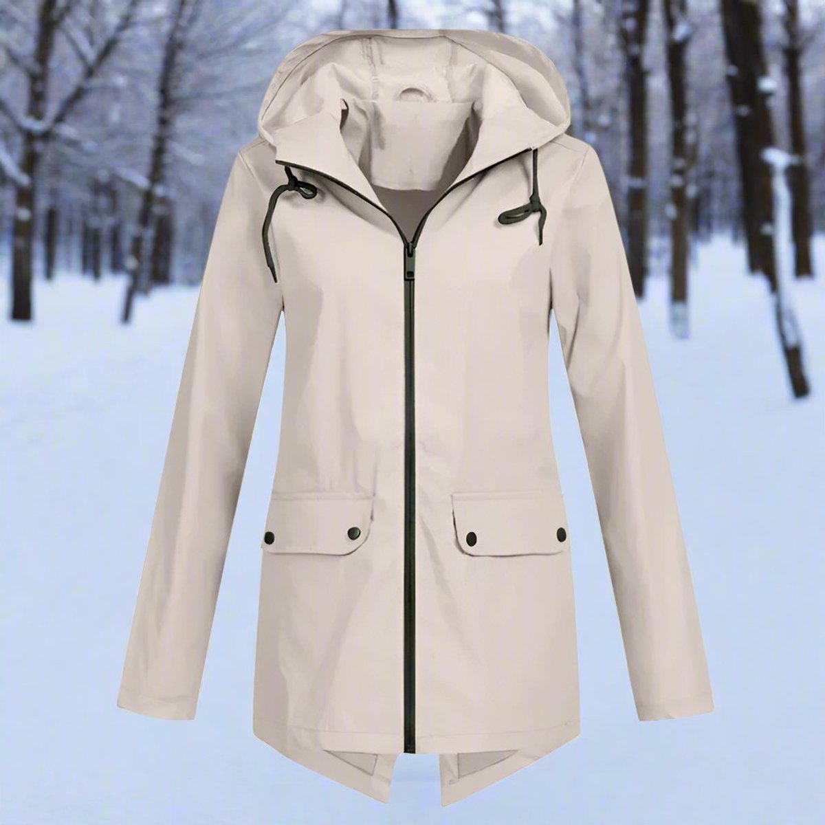Women's Rainproof Long Jacket for Wet Commutes