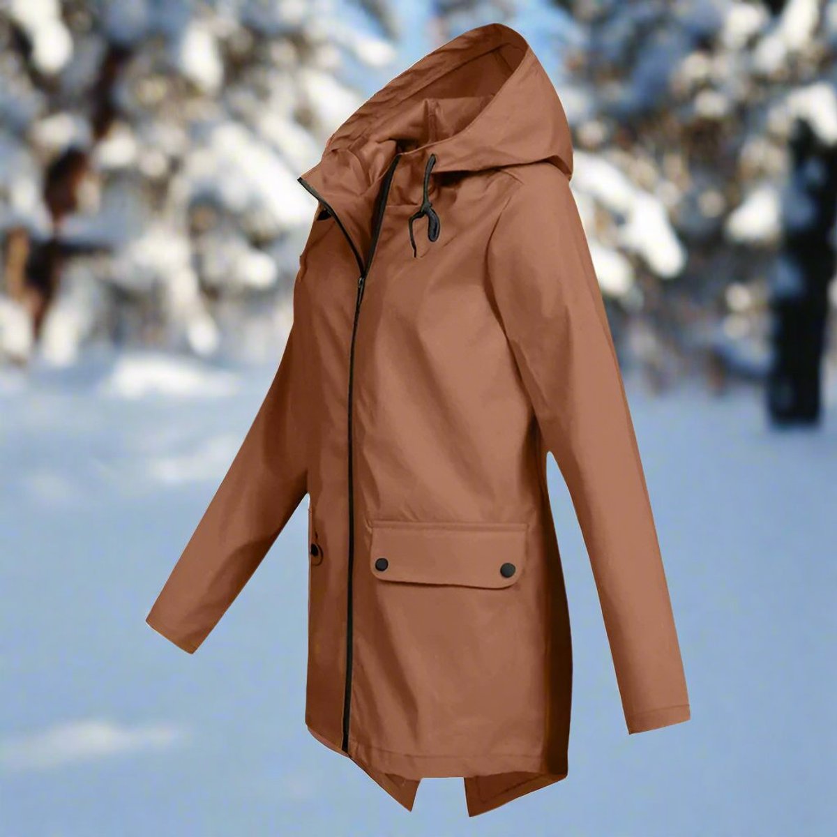 Women's Rainproof Long Jacket for Wet Commutes
