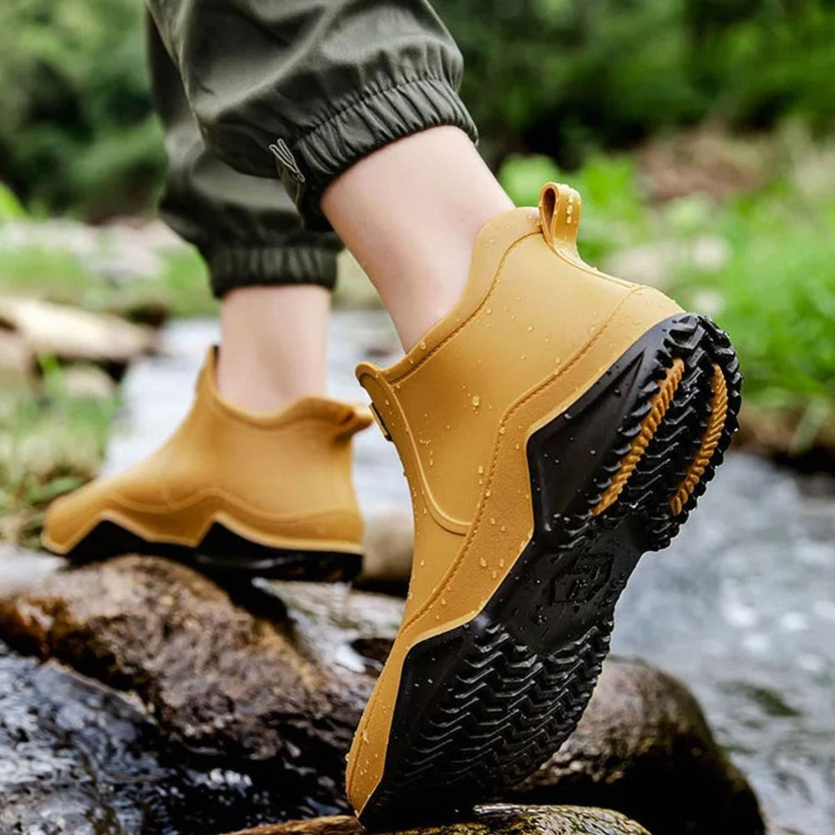 Women's Rubber Sole Fully Waterproof Chelsea Ankle Rainboots