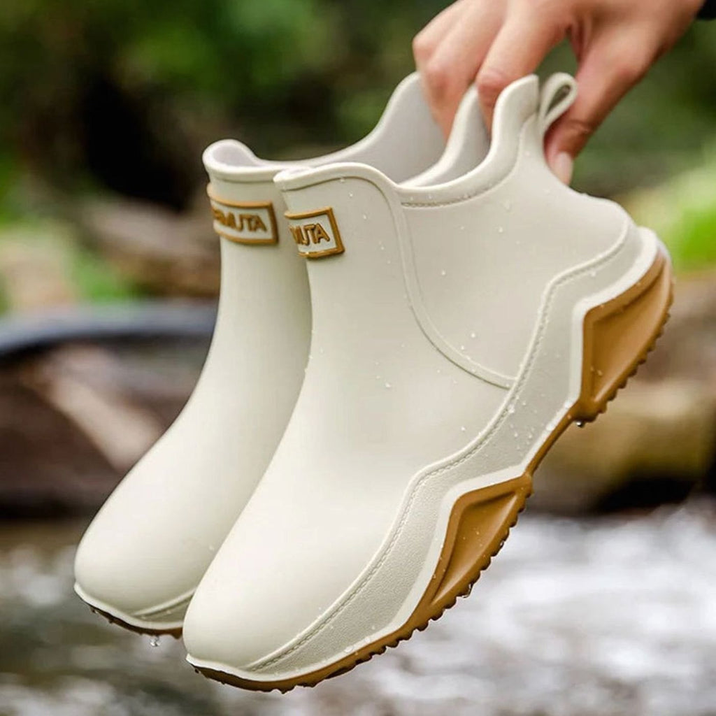 Women's Rubber Sole Fully Waterproof Chelsea Ankle Rainboots
