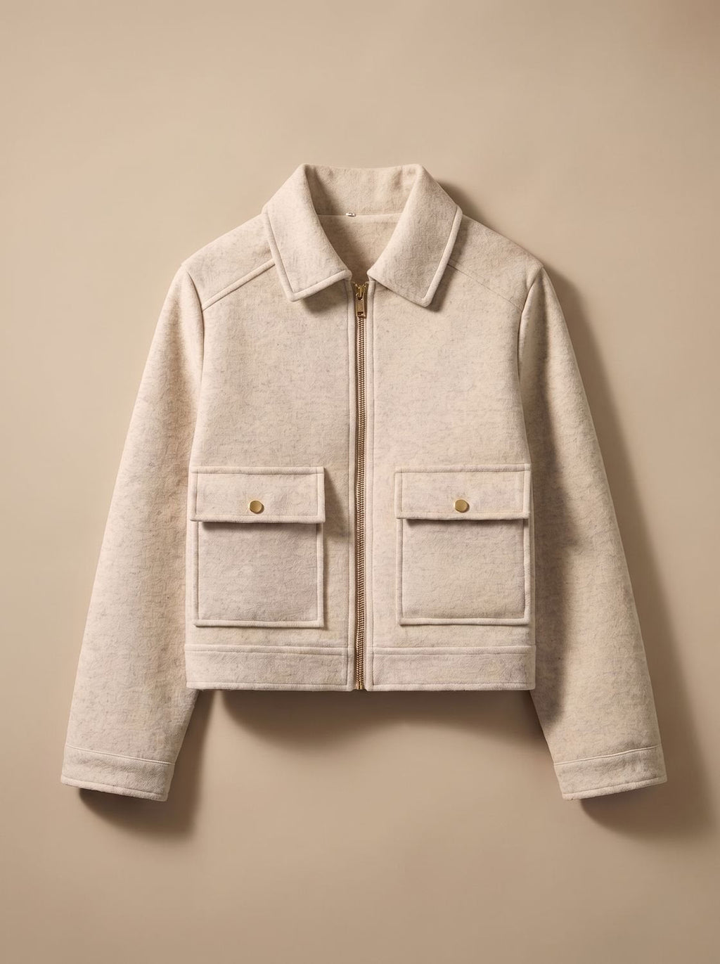 Women's Cropped Wool-Blend Overcoat with Asymmetrical Closure
