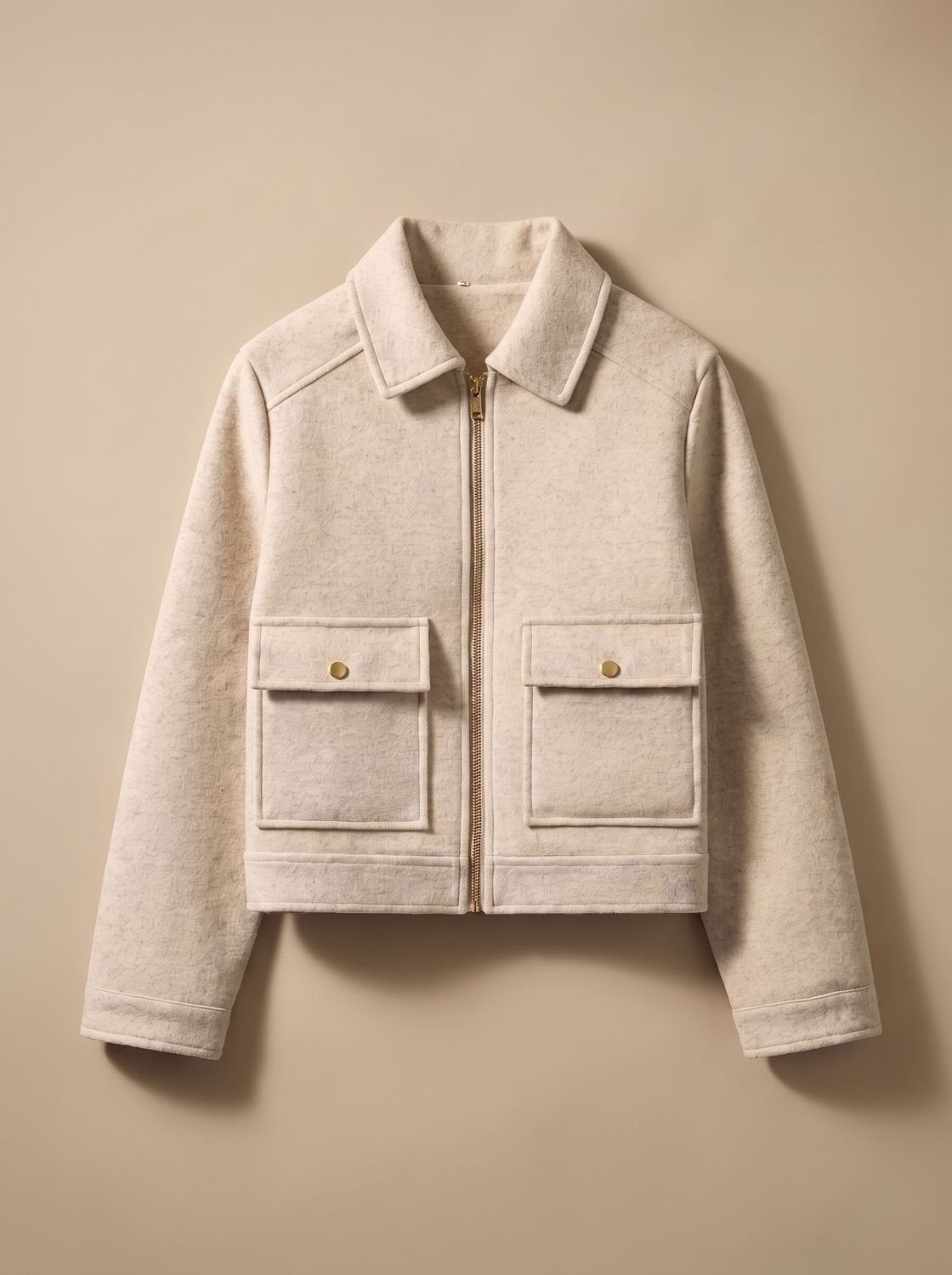 Women's Cropped Wool-Blend Overcoat with Asymmetrical Closure