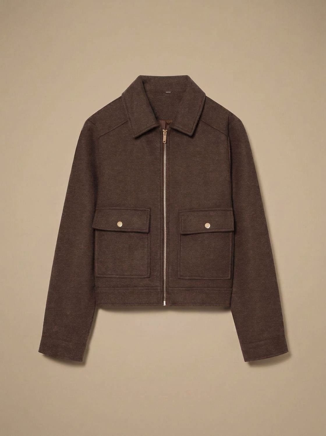 Women's Cropped Wool-Blend Overcoat with Asymmetrical Closure