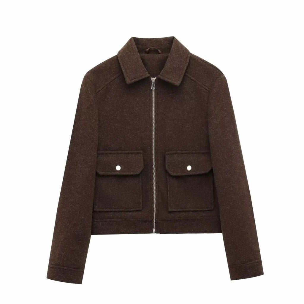 Women's Waist-Length Wool Bomber Coat