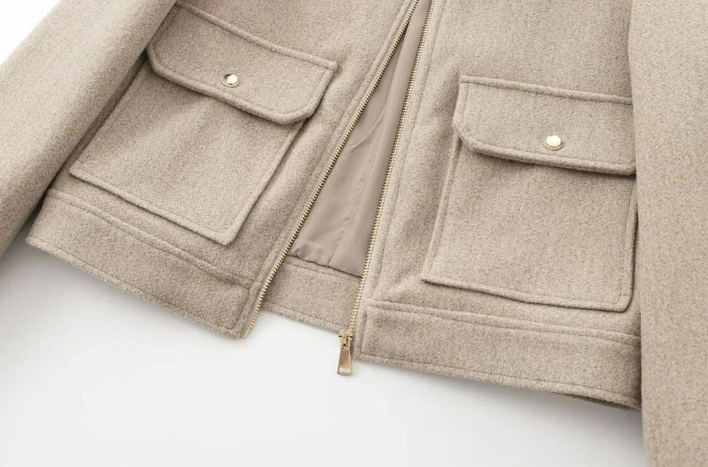 Women's Waist-Length Wool Bomber Coat