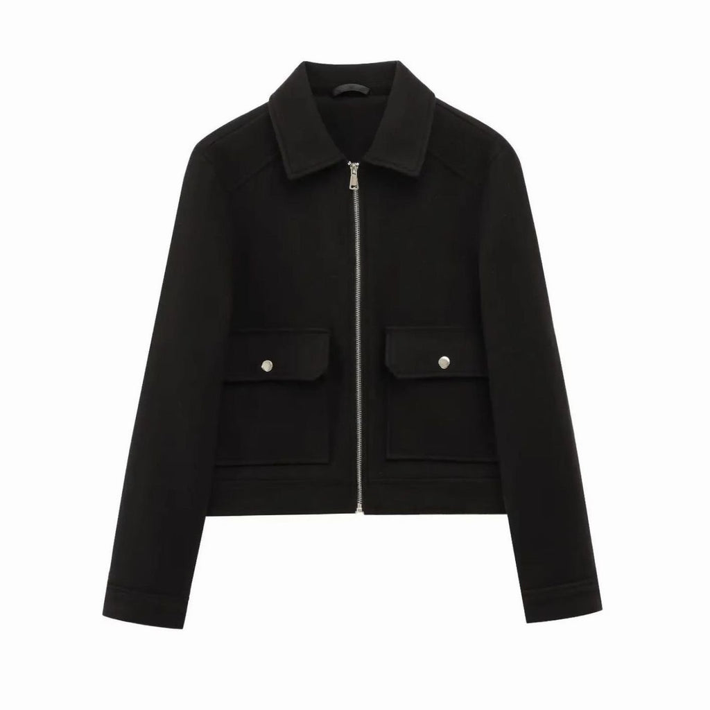 Women's Waist-Length Wool Bomber Coat