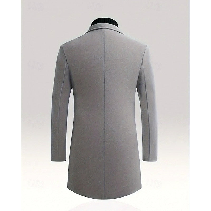 Men's Classic Full-Length Overcoat with Deep Pockets
