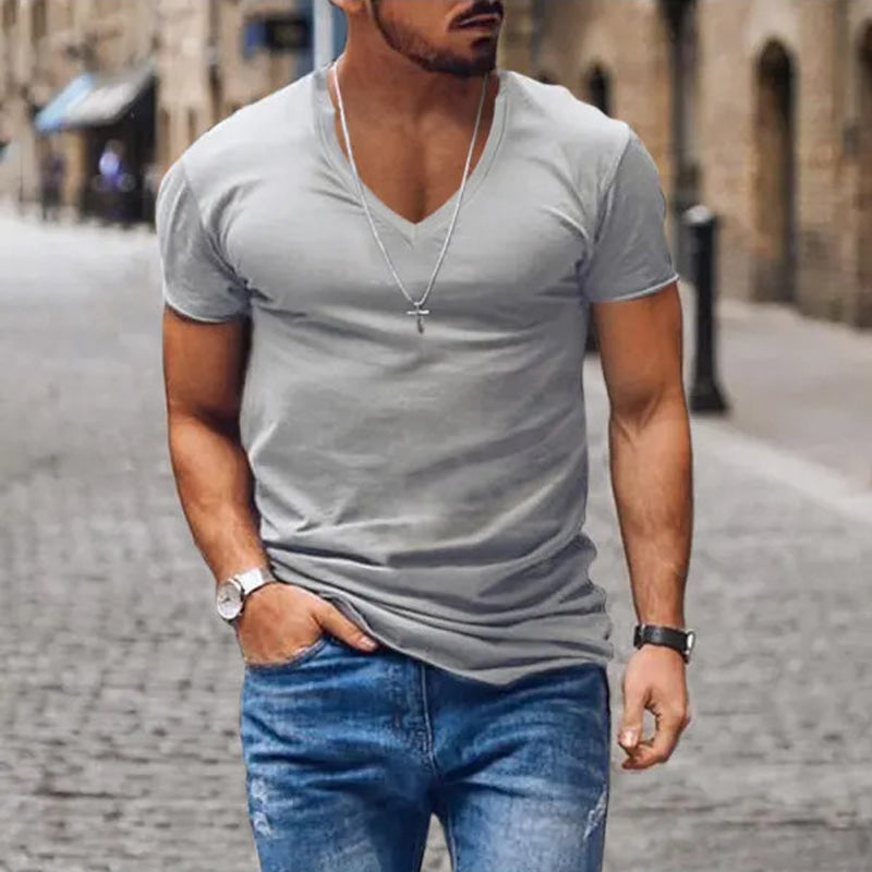 Men's Summer City Slim V-Neck Essential T-Shirt
