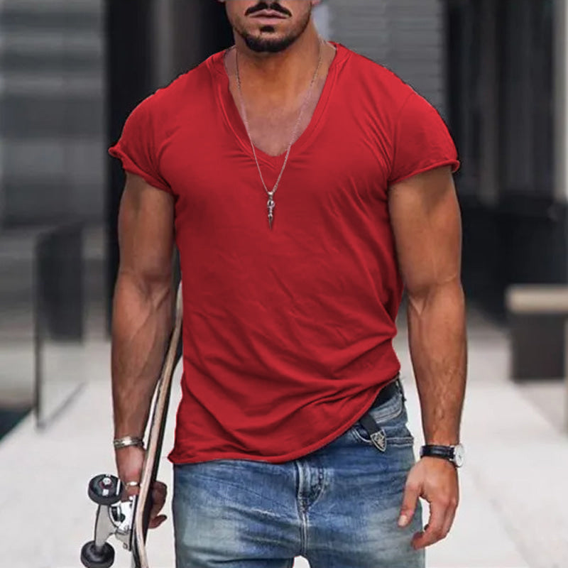 Men's Summer City Slim V-Neck Essential T-Shirt