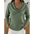 Women's Cozy Ribbed Knit Cowl Collar Sweater