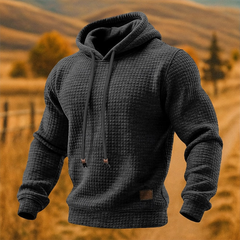 Men's Soft Textured Waffle Hoodie Sweatshirt