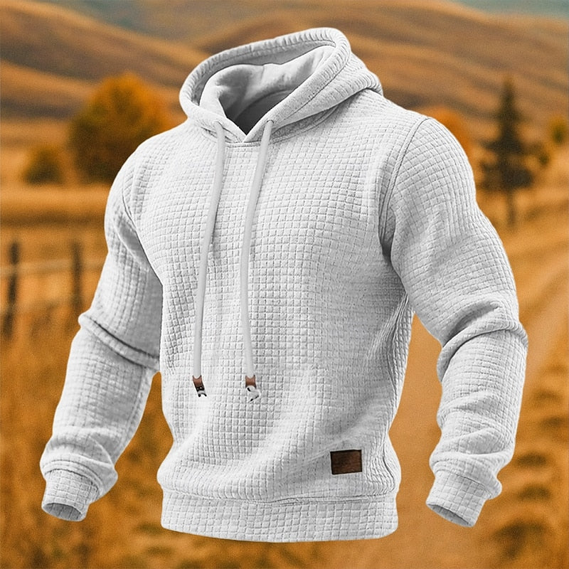 Men's Soft Textured Waffle Hoodie Sweatshirt