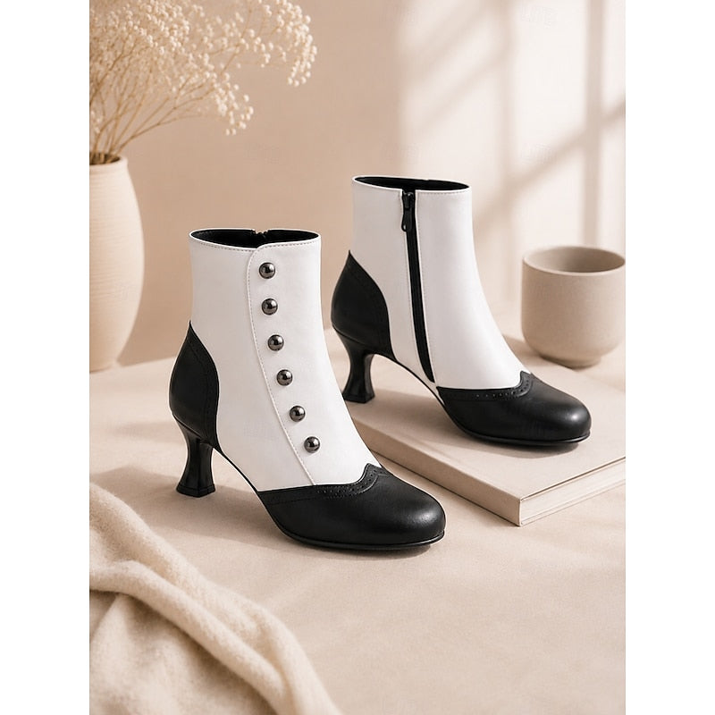 Women's Contrast Finish Small Button Short Boots