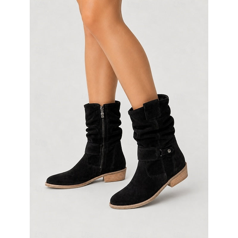 Women's Gentle Block Heel Relaxed Shaft Short Boots