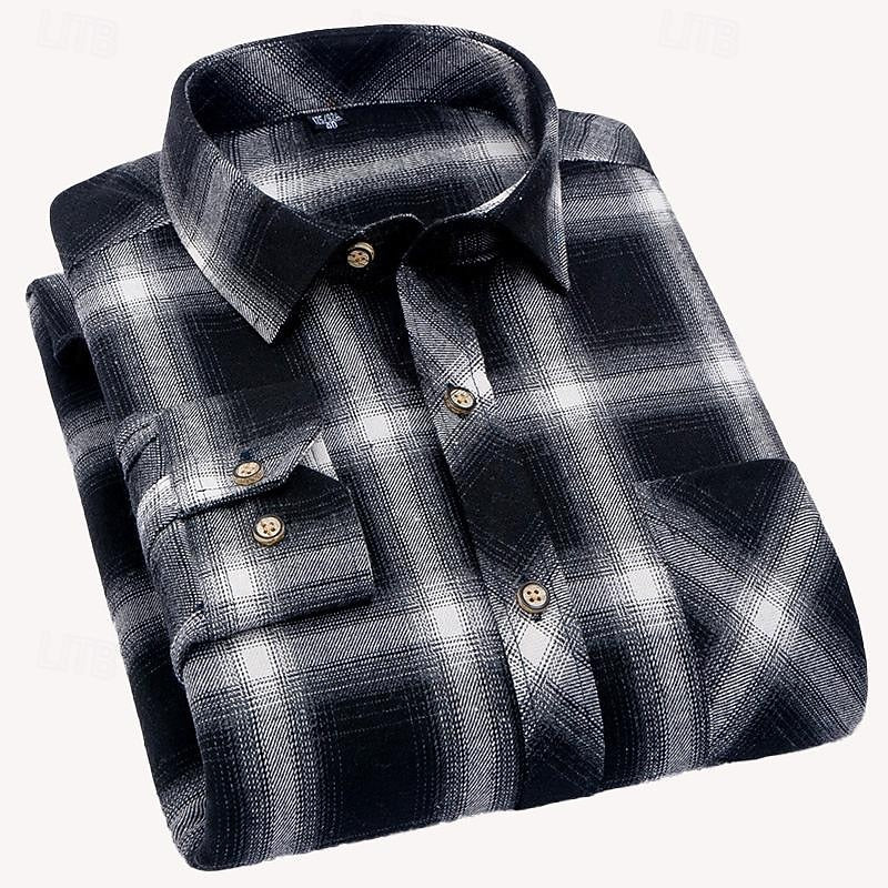 Men's Soft Plaid Layering Button-Down Overshirt