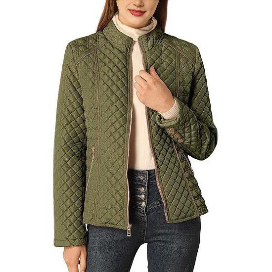 Women's Stand Collar Quilted Coat for Fall