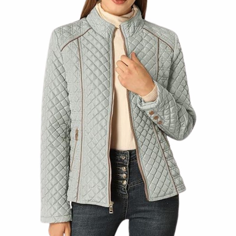 Women's Stand Collar Quilted Coat for Fall
