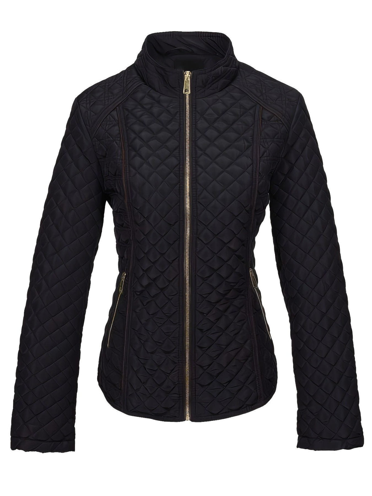 Women's Stand Collar Quilted Coat for Fall