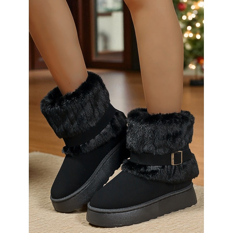 Women's Soft Cushioned Ankle Boots with Fur Trim
